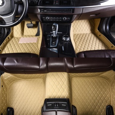 Shop Beige Luxury Leather Diamond Car Floor Mats