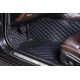 Shop Black and Blue Stitching Luxury Leather Diamond Car Floor Mats
