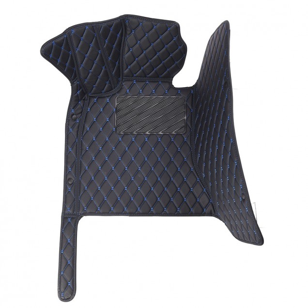 Shop Black and Blue Stitching Luxury Leather Diamond Car Floor Mats