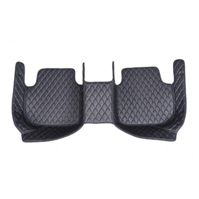 Shop Black and Blue Stitching Luxury Leather Diamond Car Floor Mats