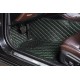 Shop Black and Green Stitching Luxury Leather Diamond Car Floor Mats Shop Black and Green Stitching Luxury Leather Diamond Car Floor Mats