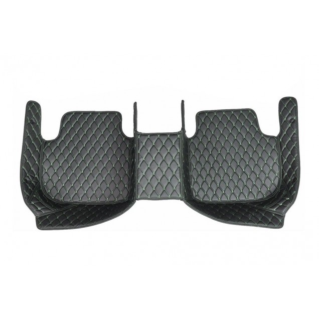 Shop Black and Green Stitching Luxury Leather Diamond Car Floor Mats Shop Black and Green Stitching Luxury Leather Diamond Car Floor Mats