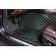 Shop Black and Green Stitching Luxury Leather Diamond Car Floor Mats Shop Black and Green Stitching Luxury Leather Diamond Car Floor Mats