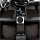 Shop Black and Orange Stitching Luxury Leather Diamond Car Floor Mats