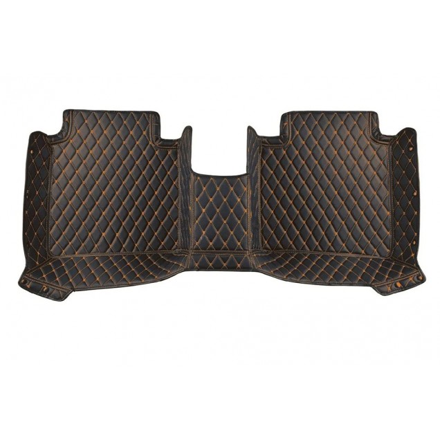 Shop Black and Orange Stitching Luxury Leather Diamond Car Floor Mats