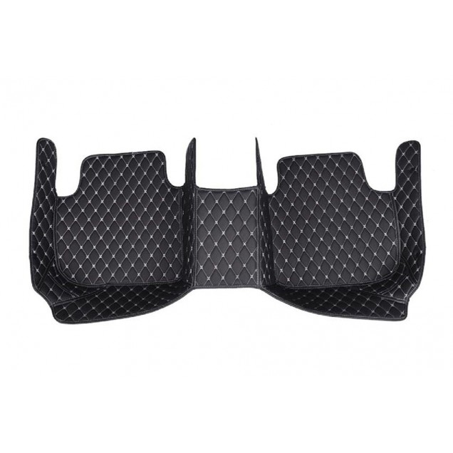 Shop Black and White Stitching Luxury Leather Diamond Car Floor Mats Shop Black and White Stitching Luxury Leather Diamond Car Floor Mats