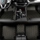 Shop Black and Yellow Stitching Luxury Leather Diamond Car Floor Mats