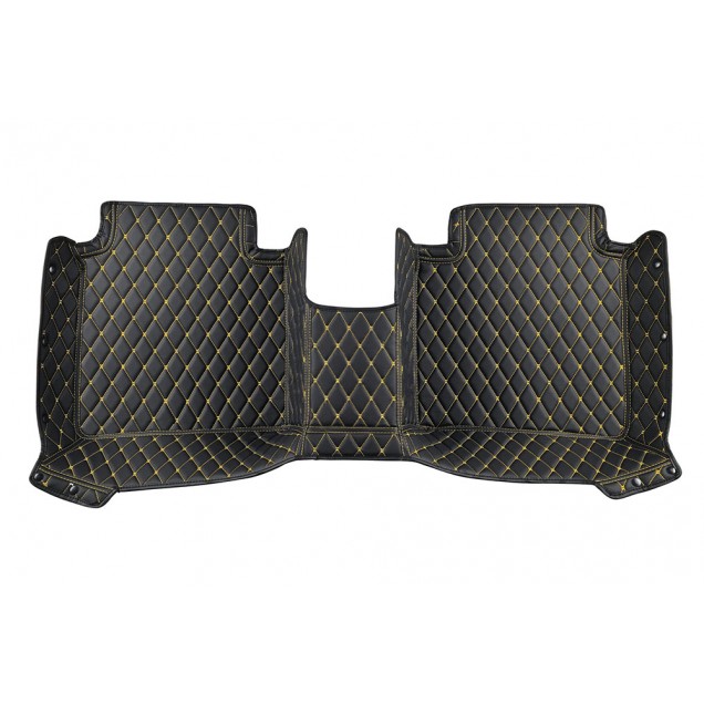 Shop Black and Yellow Stitching Luxury Leather Diamond Car Floor Mats