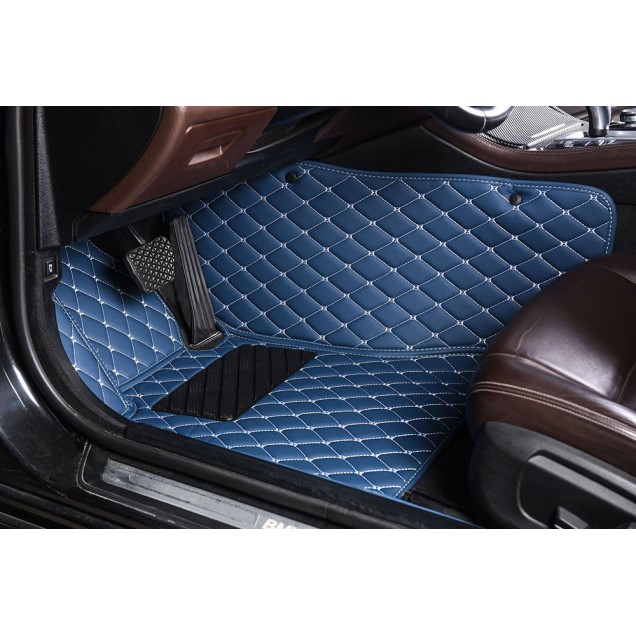 Shop Blue Luxury Leather Diamond Car Floor Mats