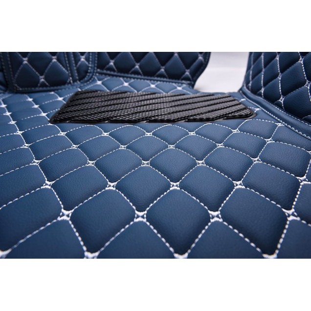 Shop Blue Luxury Leather Diamond Car Floor Mats