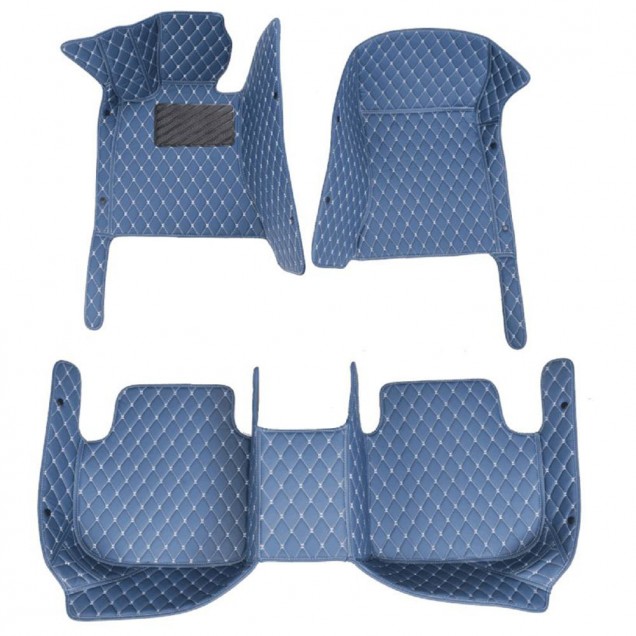Shop Blue Luxury Leather Diamond Car Floor Mats