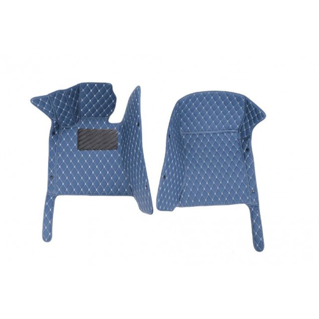 Shop Blue Luxury Leather Diamond Car Floor Mats