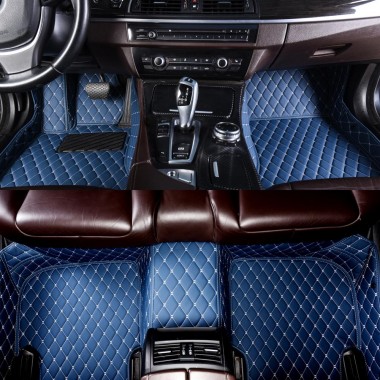 Shop Blue Luxury Leather Diamond Car Floor Mats