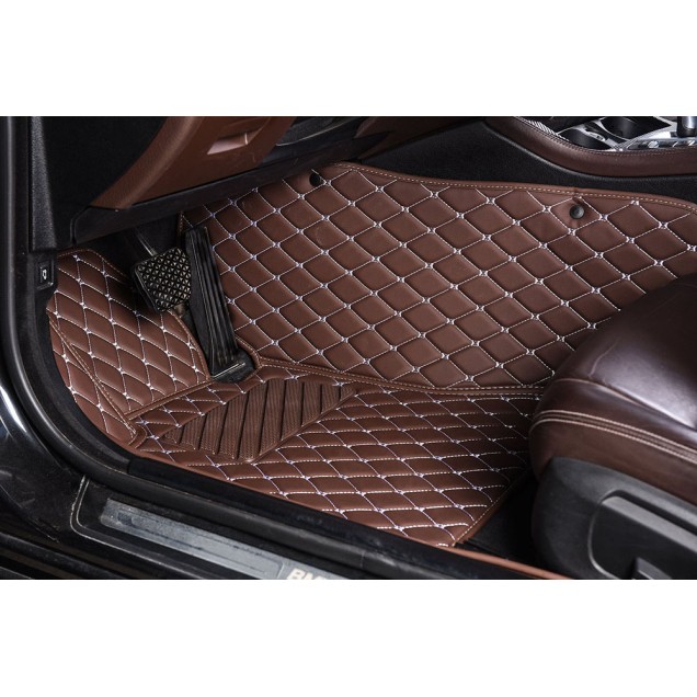 Shop Dark Brown Luxury Leather Diamond Car Floor Mats Shop Dark Brown Luxury Leather Diamond Car Floor Mats