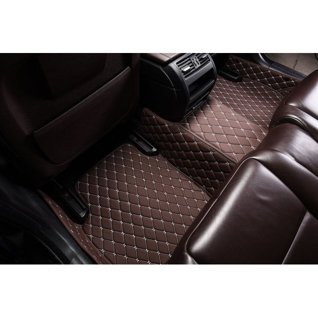 Shop Dark Brown Luxury Leather Diamond Car Floor Mats Shop Dark Brown Luxury Leather Diamond Car Floor Mats