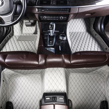 Shop Grey Luxury Leather Diamond Car Floor Mats