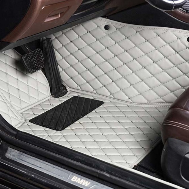 Shop Grey Luxury Leather Diamond Car Floor Mats Shop Grey Luxury Leather Diamond Car Floor Mats
