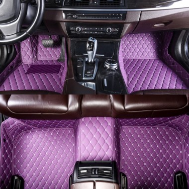 Shop Purple Luxury Leather Diamond Car Floor Mats