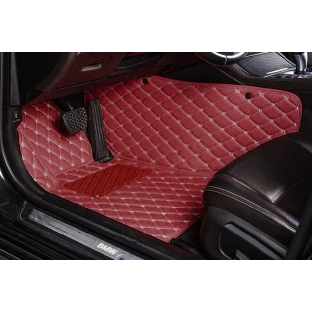 Shop Wine Red Luxury Leather Diamond Car Floor Mats Shop Wine Red Luxury Leather Diamond Car Floor Mats