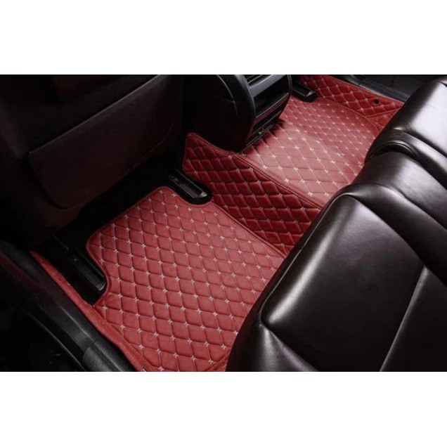 Shop Wine Red Luxury Leather Diamond Car Floor Mats Shop Wine Red Luxury Leather Diamond Car Floor Mats