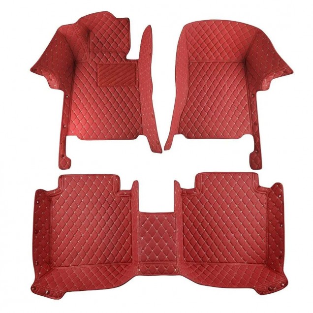 Shop Wine Red Luxury Leather Diamond Car Floor Mats Shop Wine Red Luxury Leather Diamond Car Floor Mats