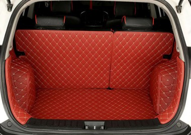 Shop Wine Red Full Cover Luxury Leather Diamond Trunk Car Floor Mats