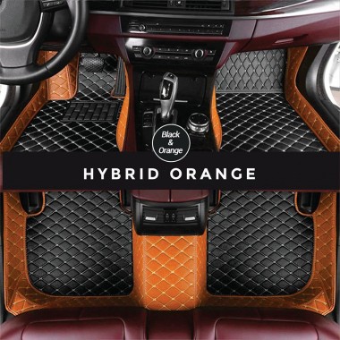 Shop Black and Orange Hybrid Mode Premium Diamond Car Floor Mats