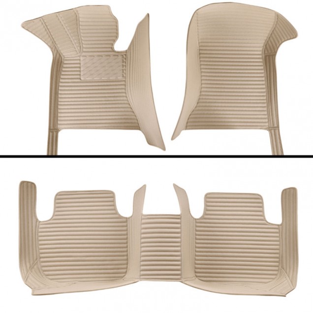 Shop Beige Luxury Leather Stripe Car Floor Mats Shop Beige Luxury Leather Stripe Car Floor Mats