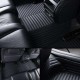 Shop Black Luxury Leather Stripe Car Floor Mats