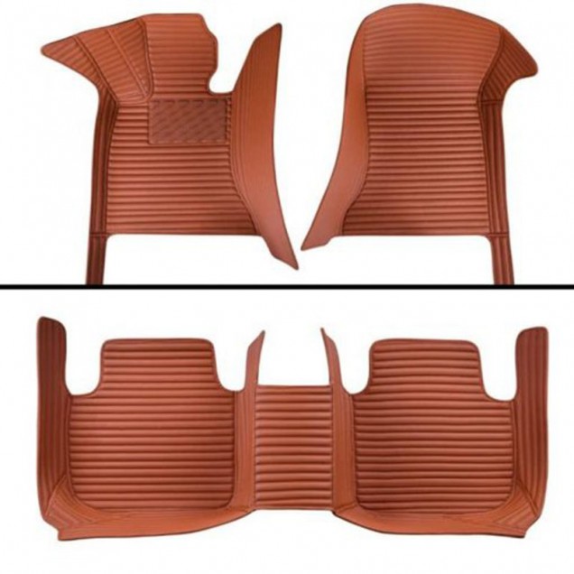 Shop Brown Luxury Leather Stripe Car Floor Mats Shop Brown Luxury Leather Stripe Car Floor Mats