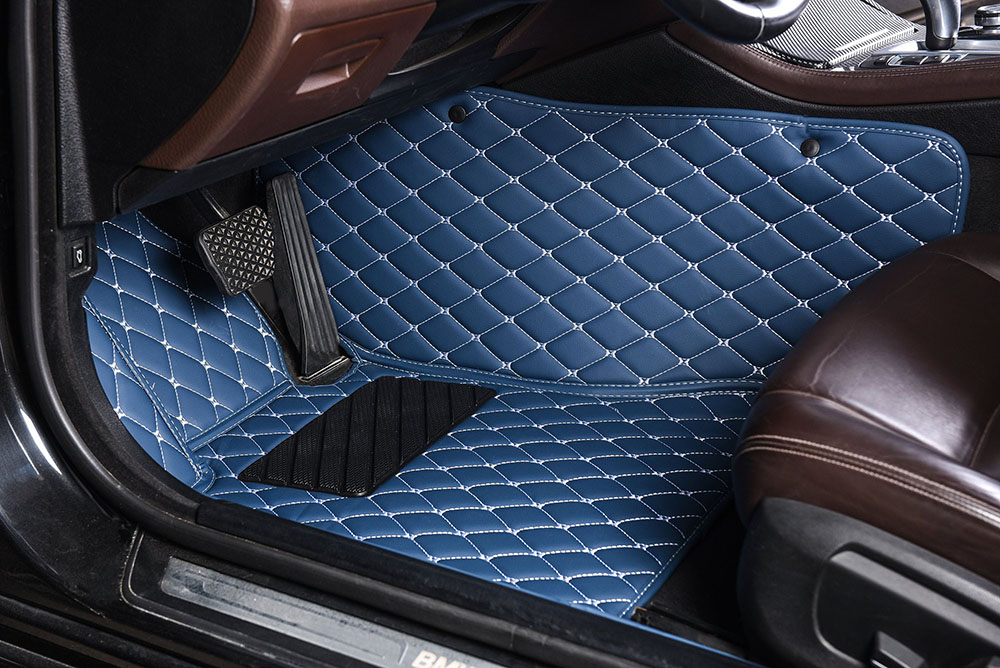 Shop Blue Luxury Leather Diamond Car Mats