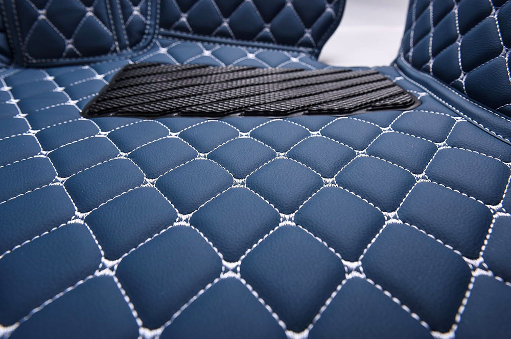Shop Blue Luxury Leather Diamonds Car Floor Mats