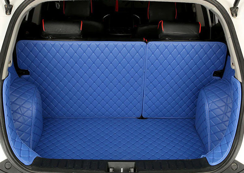 Shop Blue Full Cover Luxury Leather Diamond Trunk Car Mats