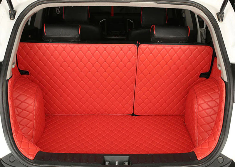 Shop Red Full Cover Luxury Leather Diamond Trunk Car Mats