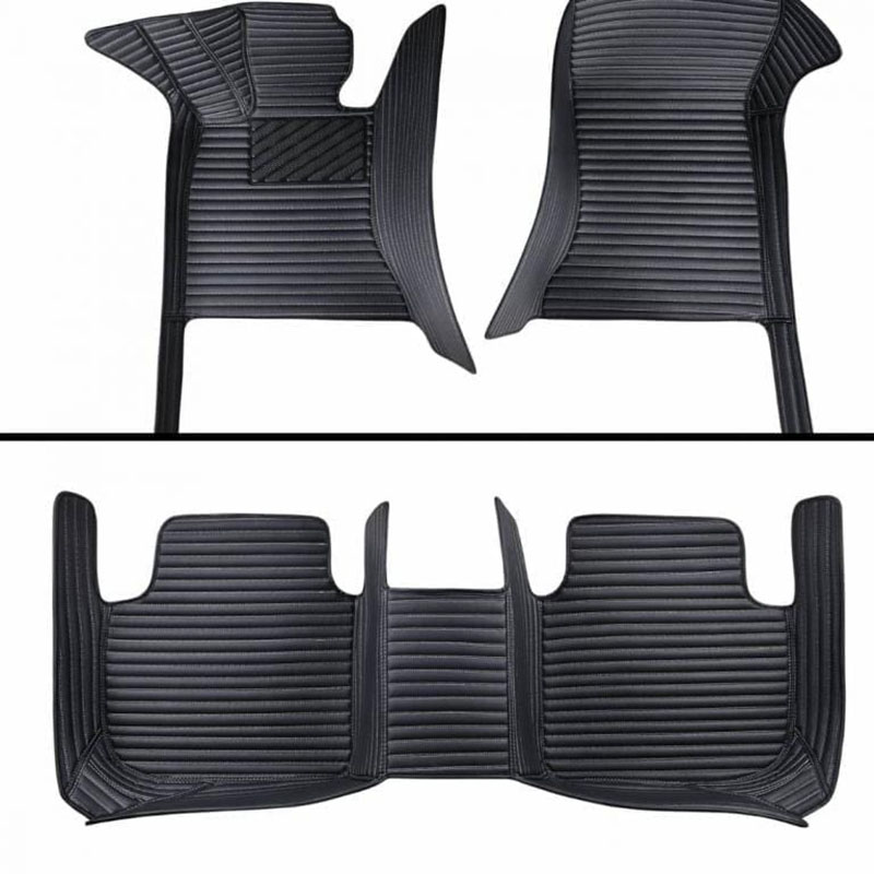 Shop Black Luxury Leather Stripe Car Mats