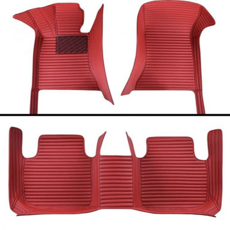 Shop Maroon Luxury Leather Stripe Car Mats
